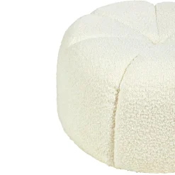 Pouf, Tabouret|OSTARIA Pouf rond bouclette (D40 x H22 cm) polaire Blanc
