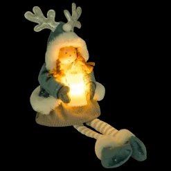 Père Noël, Animaux Et Personnage|Déco Et Objet Lumineux|JJA Poupée lumineuse assise (H41 cm) Alice et bougie Bleu Ciel