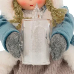 Père Noël, Animaux Et Personnage|Déco Et Objet Lumineux|JJA Poupée lumineuse assise (H41 cm) Alice et bougie Bleu Ciel