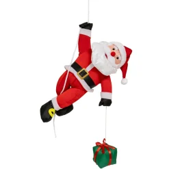 Père Noël, Animaux Et Personnage|FEERIC LIGHTS Père Noël à suspendre (H60 cm) Magnus et son cadeau Rouge