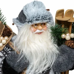Père Noël, Animaux Et Personnage|Feeric Lights & Christmas Père Noël déco Traditionnel (H30 cm) Arnold Gris