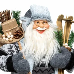 Père Noël, Animaux Et Personnage|Feeric Lights & Christmas Père Noël déco Traditionnel (H60 cm) Arnold Gris