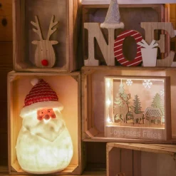 Père Noël, Animaux Et Personnage|Déco Et Objet Lumineux|KAEMINGK Père Noël lumineux à piles 4 LED (H31 cm) Ennry Blanc chaud