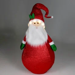 Personnage, Objet Grand Format|Père Noël, Animaux Et Personnage|KOOPMAN Père Noël lumineux à piles (H120 cm) Pliable pailleté Rouge