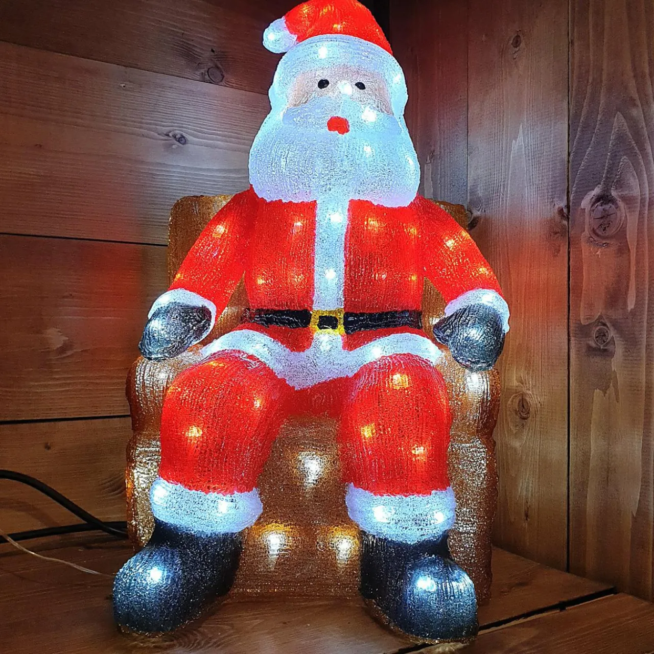 Déco Et Objet Lumineux|EMINZA Père Noël lumineux assis 100 LED (H60 cm) Blanc froid