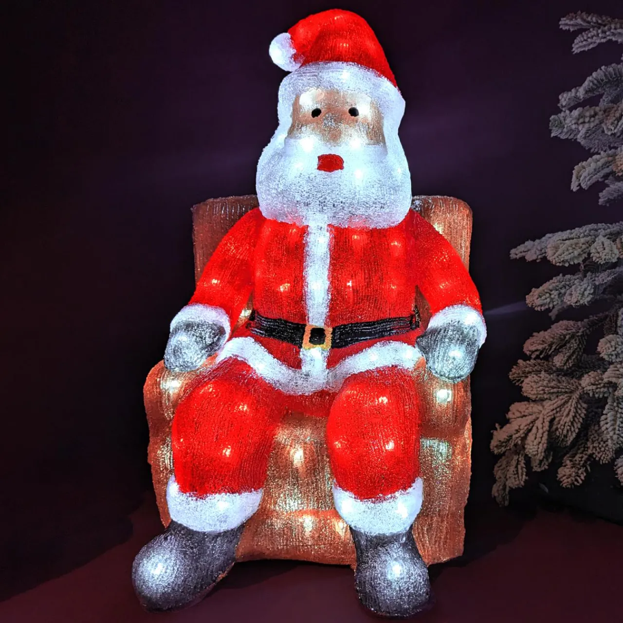 Déco Et Objet Lumineux|EMINZA Père Noël lumineux assis 100 LED (H60 cm) Blanc froid