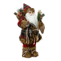 Père Noël, Animaux Et Personnage|KAEMINGK Père Noël traditionnel (H45 cm) Emile en Tartan Marron