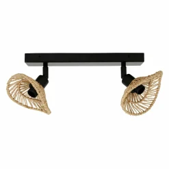 Applique|OSTARIA Rampe de spot 2 abat-jours (L32 cm) Ozana et beige Noir