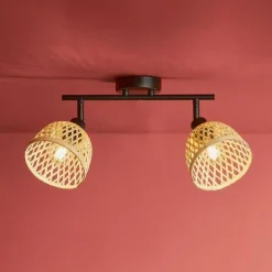 Applique|OSTARIA Rampe de spot 2 abat-jours (L38 cm) Hanoi beige Naturel