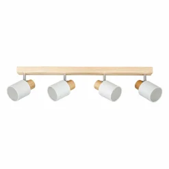 Applique|OSTARIA Rampe de spot 4 abat-jours (L67 cm) Tissu Blanc