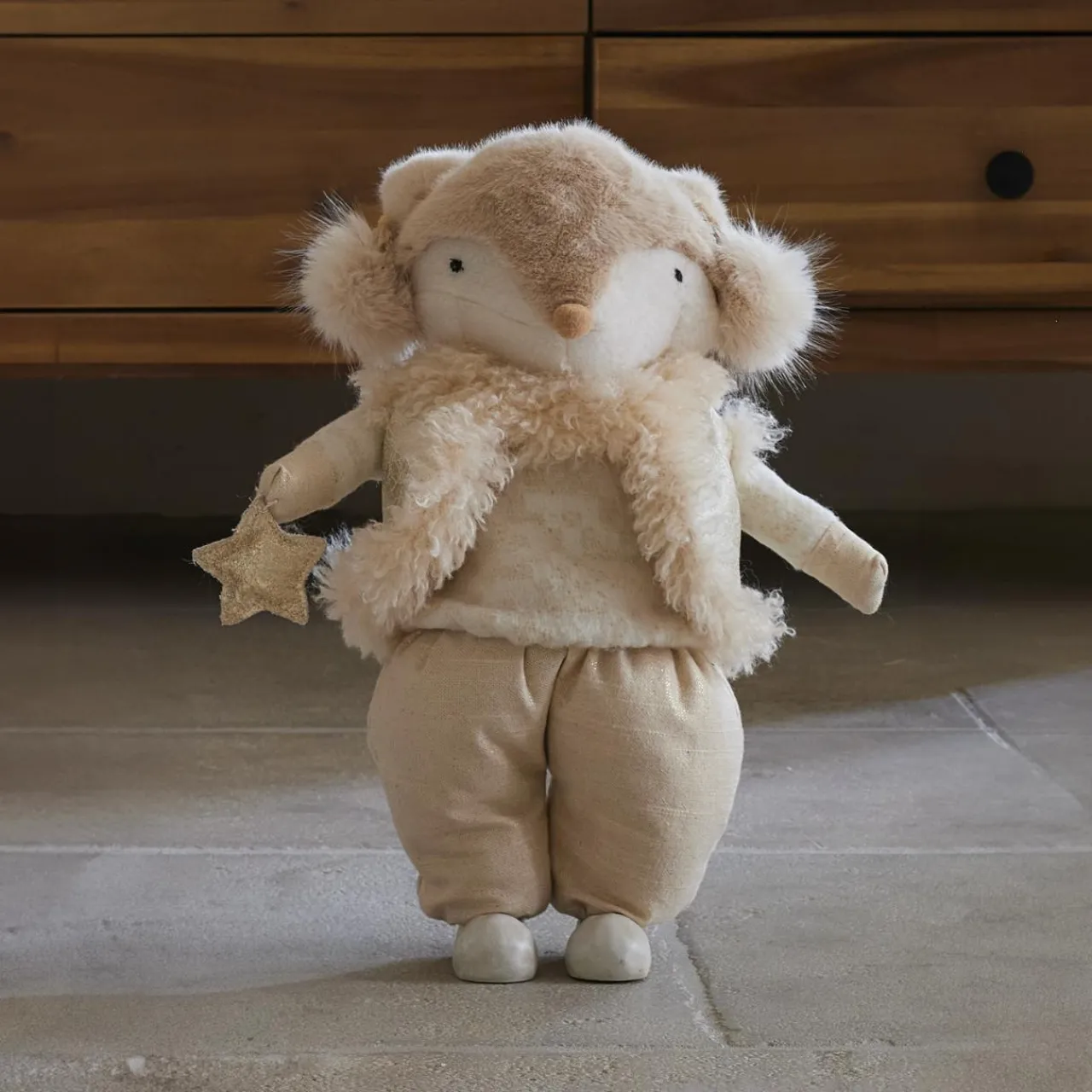 Père Noël, Animaux Et Personnage|KAEMINGK Renard de Noël debout (H41 cm) Etoile scandinave dée Or