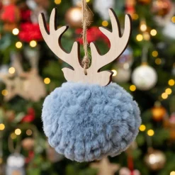 Décoration De Sapin|KAEMINGK Renne à suspendre (H15 cm) Laine Bleu