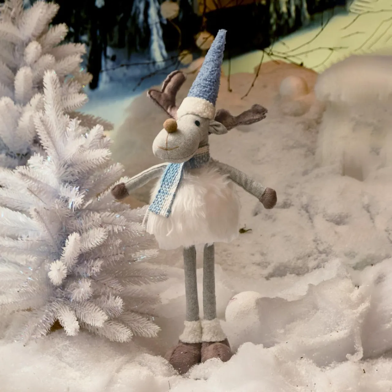 Père Noël, Animaux Et Personnage|KAEMINGK Renne de Noël debout (H56 cm) Stan et fourrure blanche Gris