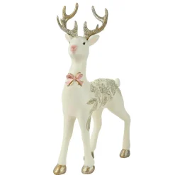 Déco De Table|Père Noël, Animaux Et Personnage|KAEMINGK Renne de Noël (H30 cm) Prince des Bois et rose Blanc