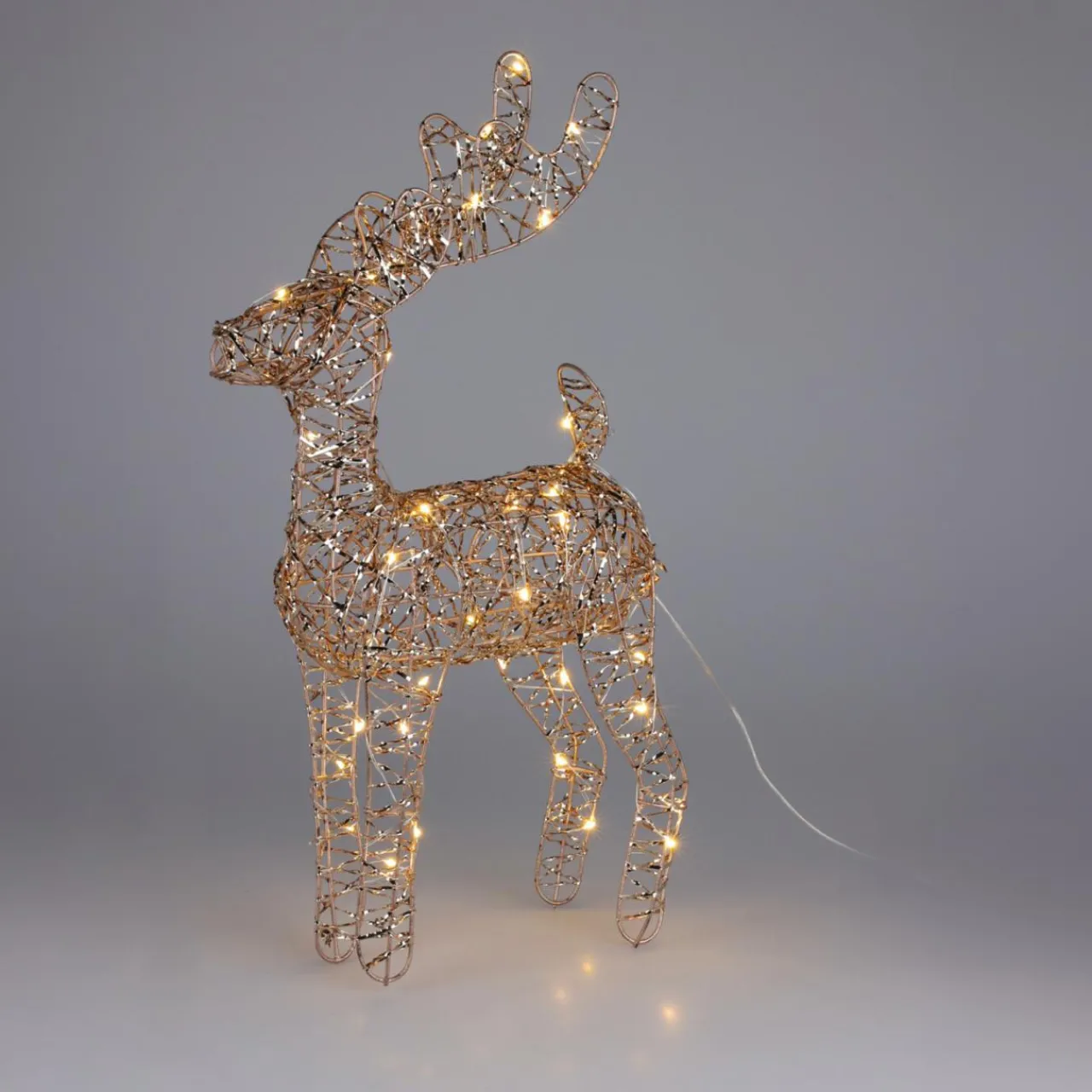 Père Noël, Animaux Et Personnage|Déco Et Objet De Noël|KOOPMAN Renne de Noël lumineux à piles (H37 cm) Gulliver et blanc chaud Or