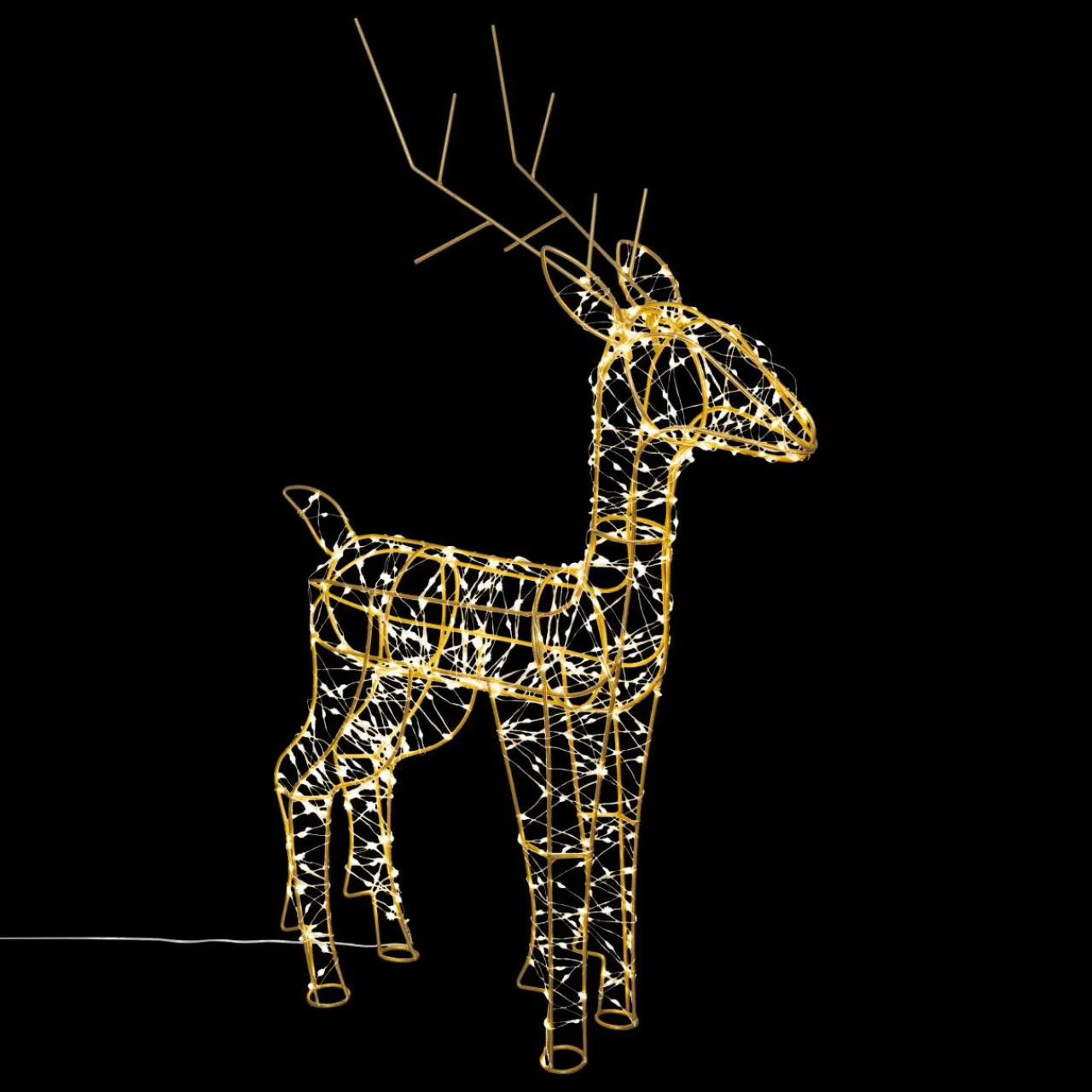 Père Noël, Animaux Et Personnage|Déco Et Objet De Noël|FEERIC LIGHTS Renne lumineux 600 LED (H75 cm) Pégase Or Blanc froid