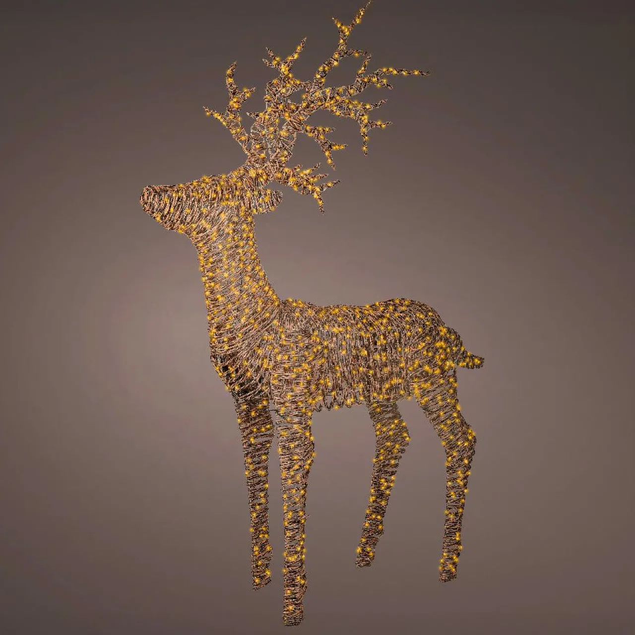 Personnage, Objet Grand Format|Déco Et Objet Lumineux|EMINZA Renne lumineux 1320 Micro LED (H180cm) Dan résine tressée Brun Blanc chaud Marron