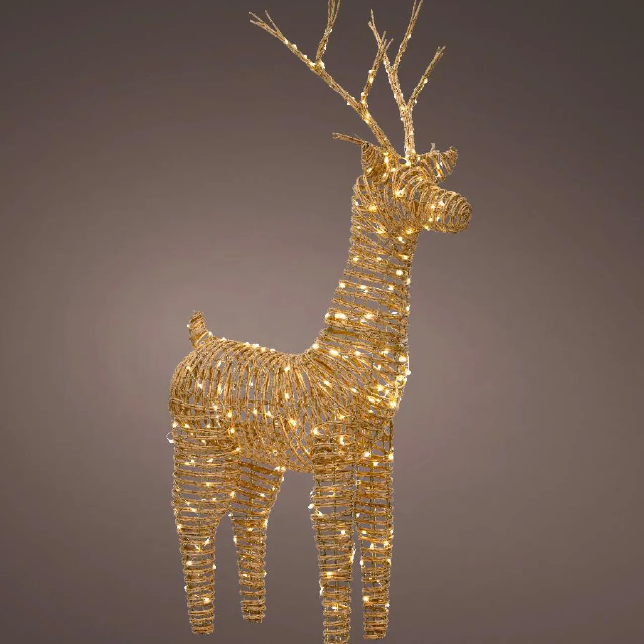 Père Noël, Animaux Et Personnage|Déco Et Objet Lumineux|EMINZA Renne lumineux 360 Micro LED (H104 cm) Dan résine tressée et Blanc chaud Naturel