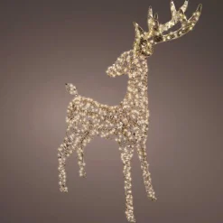 Personnage, Objet Grand Format|Déco Et Objet Lumineux|KAEMINGK Renne lumineux 960 Micro LED (H130 cm) Fuzzle effet flash Blanc chaud Or