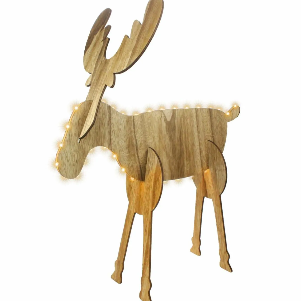 Déco Et Objet De Noël|Déco Et Objet Lumineux|BLACHERE Renne lumineux à piles à emboiter (H18 cm) Wood Blanc chaud