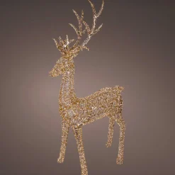 Personnage, Objet Grand Format|Déco Et Objet Lumineux|KAEMINGK Renne lumineux Géant 5200 Micro LED (H270cm) Fuzzle effet flash Blanc chaud Or