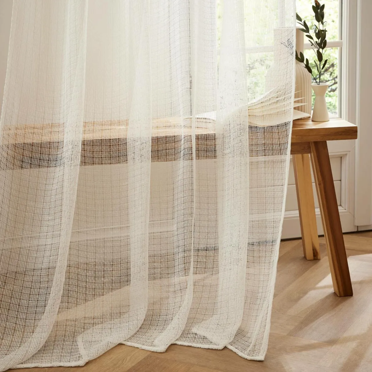 Rideau|EMINZA Rideau ajustable (140 x max 300 cm) Luis Ivoire