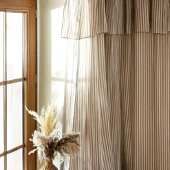Rideau|EMINZA Rideau ajustable gaze de coton (140 x 180 cm) Gaïa rayures Ficelle Rayure Ficelle