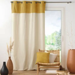 Rideau|EMINZA Rideau bouclette (140 x 240 cm) Ava Jaune ocre