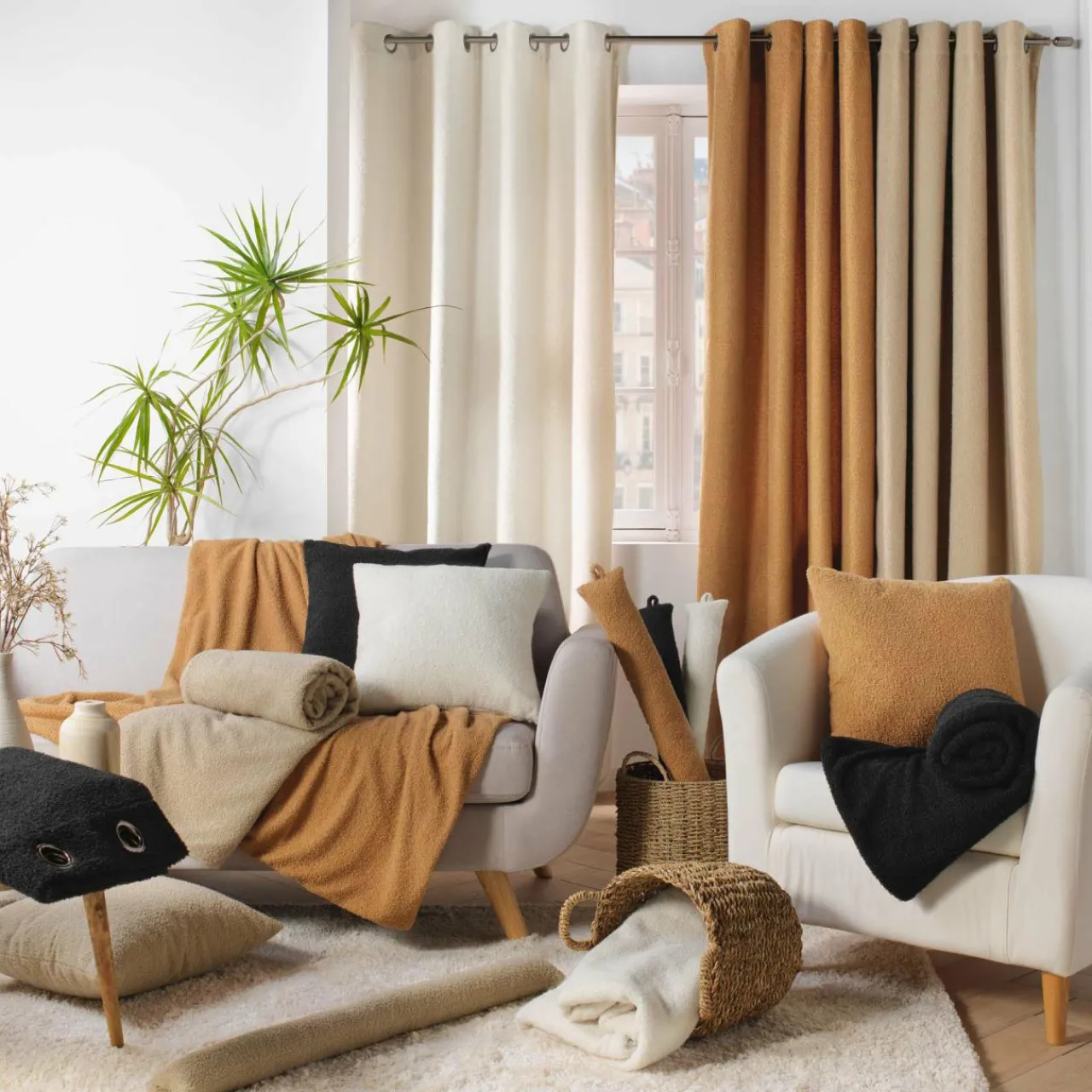 Rideau|DOUCEUR D'INTERIEUR Rideau bouclette (140 x 240 cm) Wooly Beige