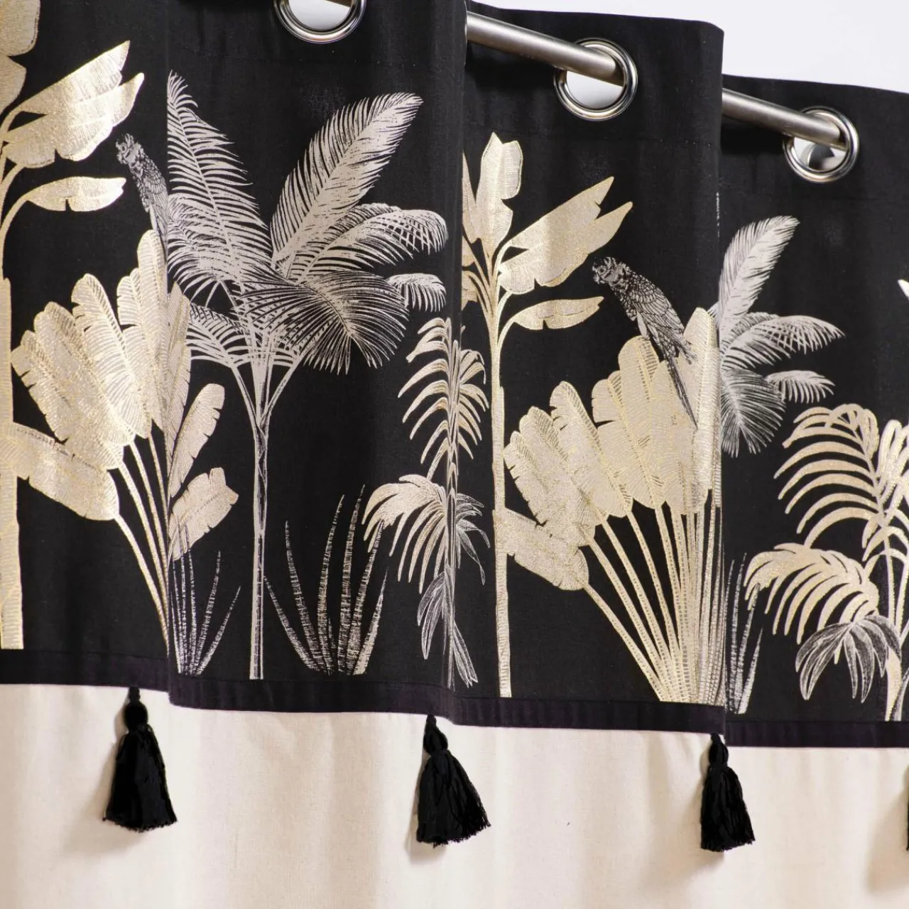 Rideau|DOUCEUR D'INTERIEUR Rideau coton (140 x 240 cm) Karaba Noir