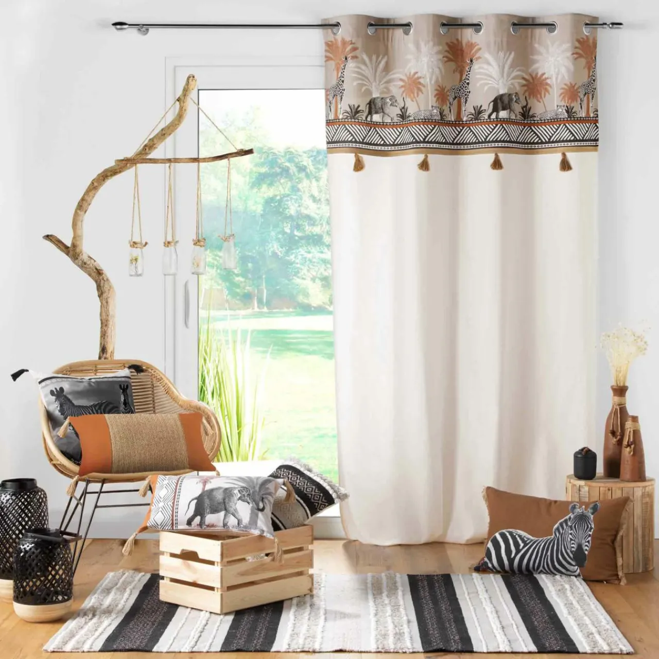 Rideau|DOUCEUR D'INTERIEUR Rideau coton (140 x 240 cm) Kenya lodge Taupe