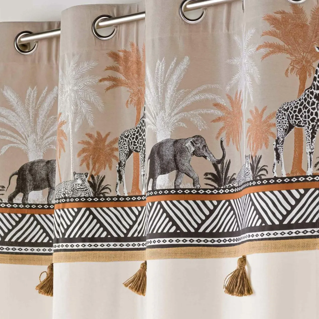 Rideau|DOUCEUR D'INTERIEUR Rideau coton (140 x 240 cm) Kenya lodge Taupe