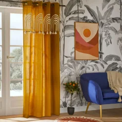 Rideau|ATMOSPHERA Rideau coton (140 x 260 cm) Soleya Jaune moutarde