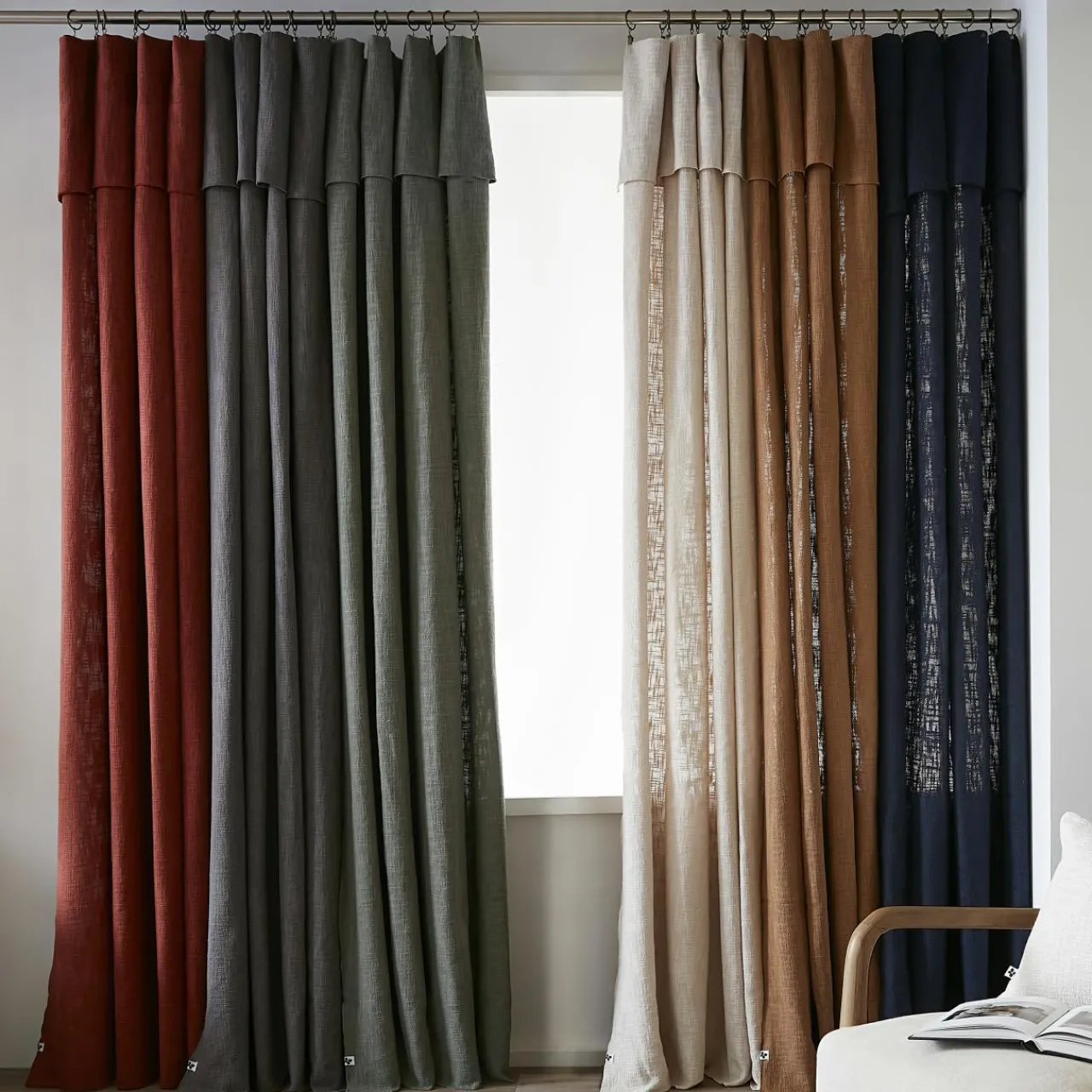 Rideau|L'EFFET PAPILLON Rideau coton ajustable (140 x max 270 cm) Sixtine Terracotta