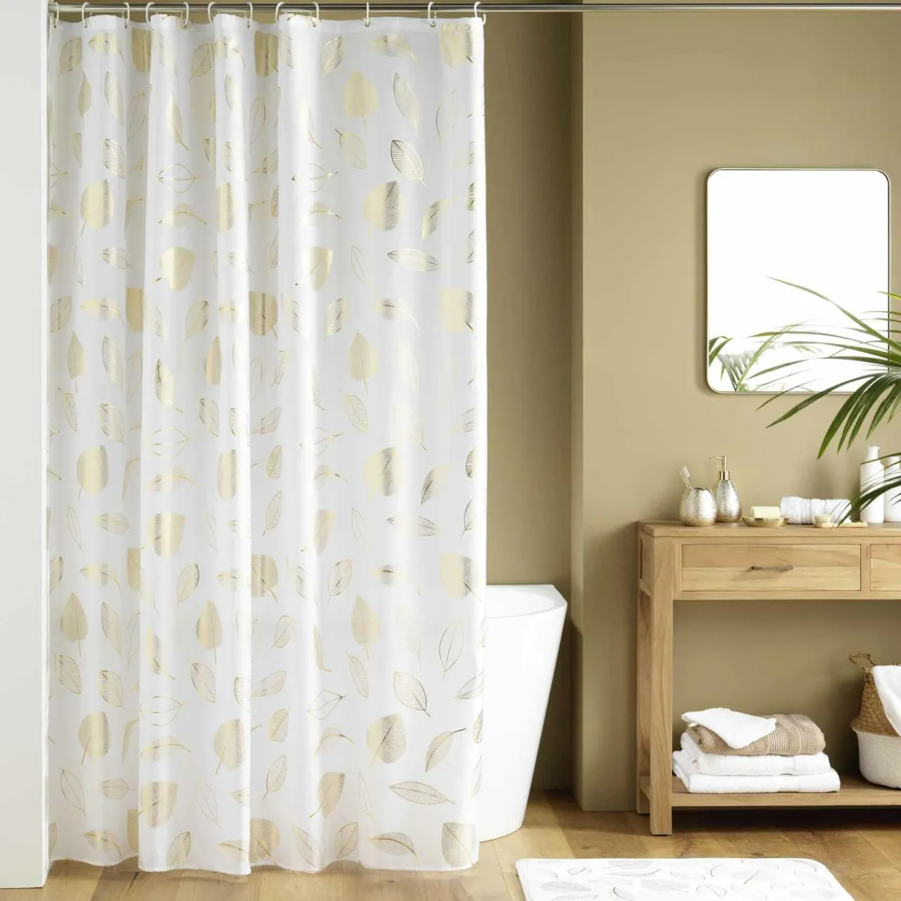 Accessoire Salle De Bain|Rideau De Douche|douceur d'intu017drieur Rideau de douche à anneaux (180 x 200 cm) Joya Blanc