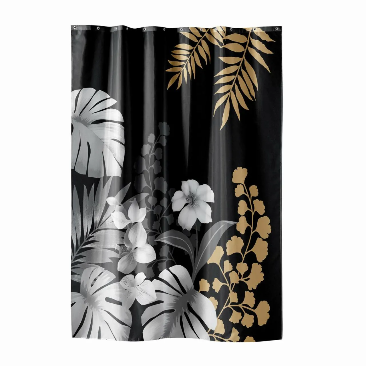 Accessoire Salle De Bain|Rideau De Douche|douceur d'intu017drieur Rideau de douche à anneaux (180 x 200 cm) Kelly Noir