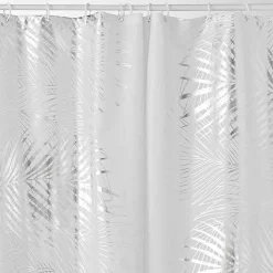 Accessoire Salle De Bain|Rideau De Douche|DOUCEUR D'INTERIEUR Rideau de douche (200 cm) Orbella et argent Blanc