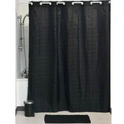 Accessoire Salle De Bain|Rideau De Douche|TENDANCE Rideau de douche avec œillets integrés (180 x 200 cm) Carrés Noir