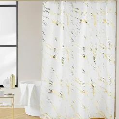 Accessoire Salle De Bain|Rideau De Douche|douceur d'intu017drieur Rideau de douche effet marbre (180 x 200 cm) Aquamarbre Blanc