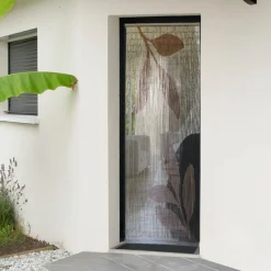 Rideau|LUANCE Rideau de porte bambou (90 x 200 cm) Abstraction Beige
