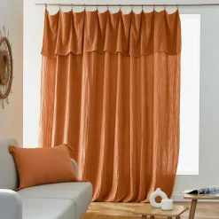 Rideau|EMINZA Rideau gaze de coton ajustable (280 x max 300 cm) Gaïa Abricot