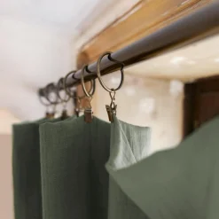 Rideau|EMINZA Rideau gaze de coton ajustable (140 x max 300 cm) Gaïa Vert romarin