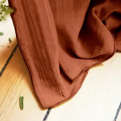 Rideau|EMINZA Rideau gaze de coton ajustable (140 x max 300 cm) Gaïa Terracotta