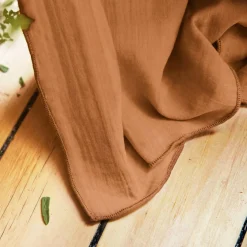 Rideau|EMINZA Rideau gaze de coton ajustable (140 x max 300 cm) Gaïa Abricot