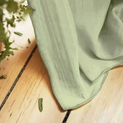 Rideau|EMINZA Rideau gaze de coton ajustable (140 x max 300 cm) Gaïa Vert tilleul