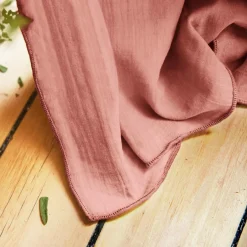 Rideau|EMINZA Rideau gaze de coton ajustable (180 x max 300 cm) Gaïa Rose Pêche