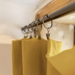 Rideau|EMINZA Rideau gaze de coton ajustable (280 x max 300 cm) Gaïa Jaune safran