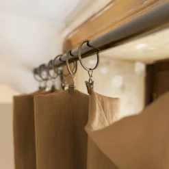 Rideau|EMINZA Rideau gaze de coton ajustable (140 x max 300 cm) Gaïa Camel