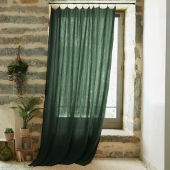 Rideau|EMINZA Rideau gaze de coton ajustable (140 x 300 cm) Gaïa Vert sapin