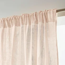 Rideau|EMINZA Rideau gaze de coton galon fronceur (180 x 240 cm) Gaïa Rose poudré